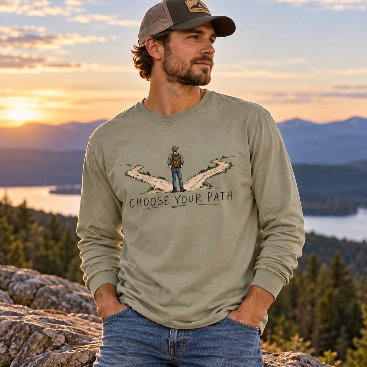 Choose Your Path Garment-Dyed Long Sleeve T-Shirt