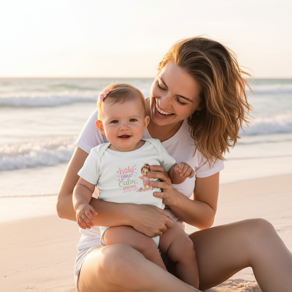 Hold Your Calm Mom Infant Girl Tee Beach Lifestyle