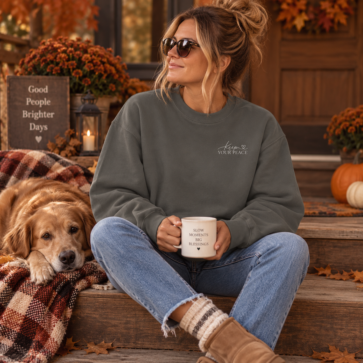 Keep Your Peace Embroidered Crewneck Sweatshirt