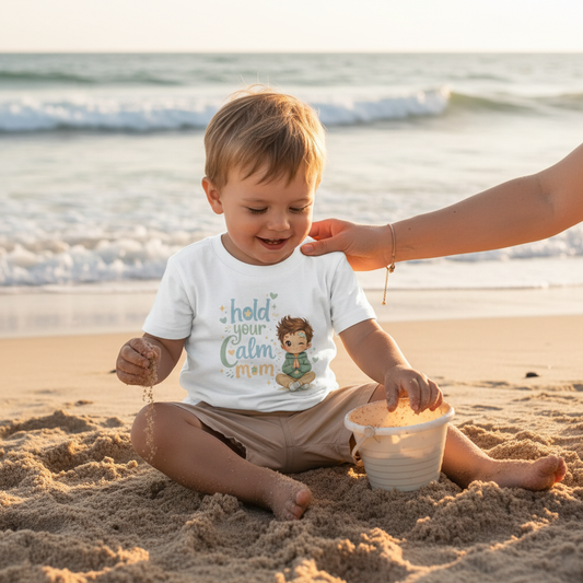 Toddler T-Shirt “Hold Your Calm Mom” Cute Kid Meditation Graphic