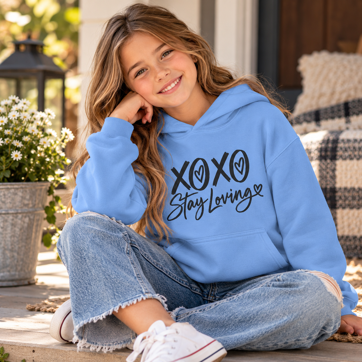 XOXO Stay Loving Youth Hoodie | Kids Graphic Pullover