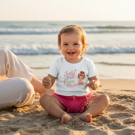Toddler T-Shirt — 'Hold Your Calm Mom' Winking Meditating Girl