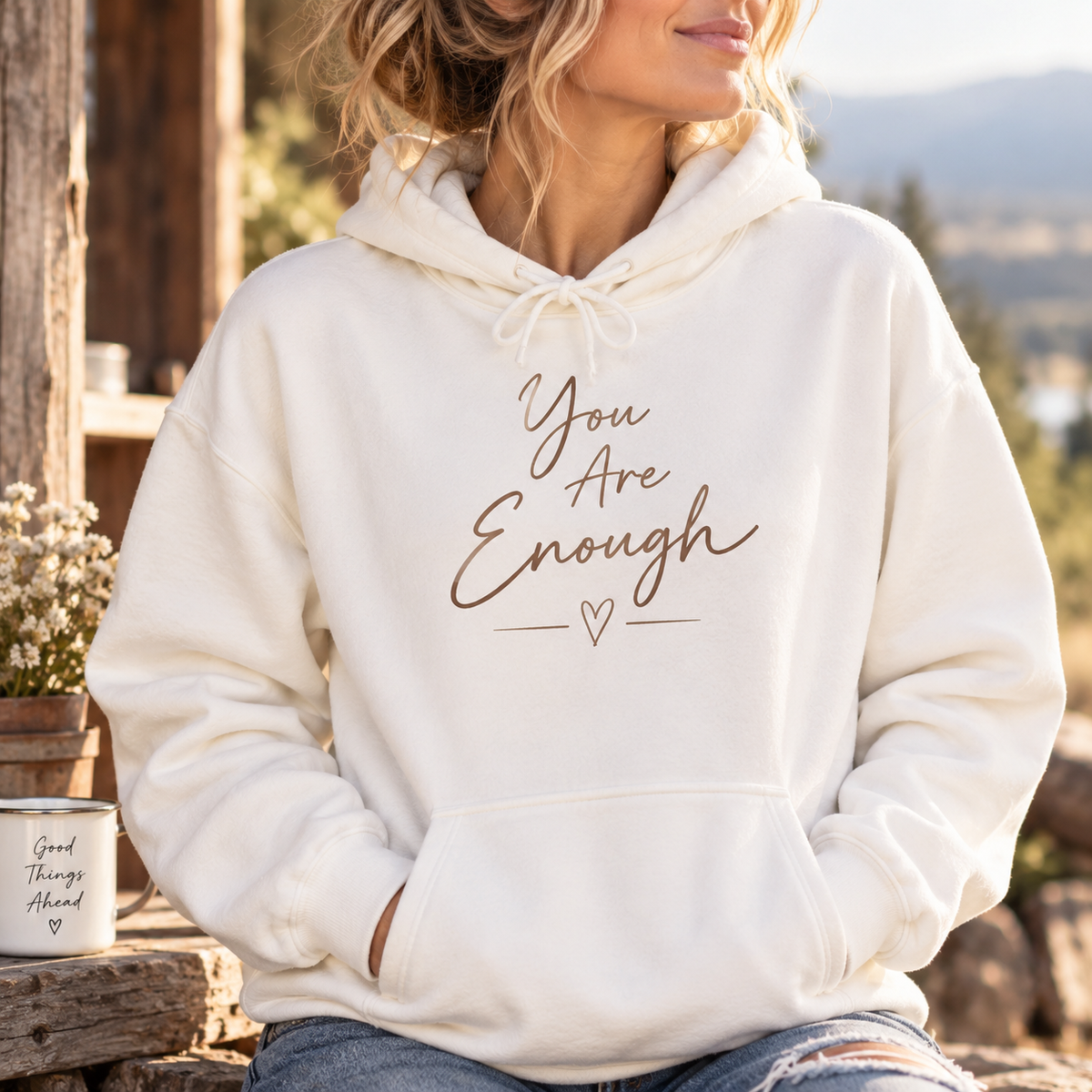 You Are Enough Hoodie | Inspirational Self-Care Sweatshirt